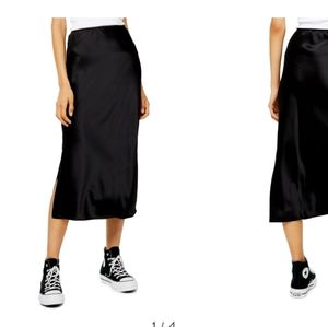 Topshop Satin Midi Skirt